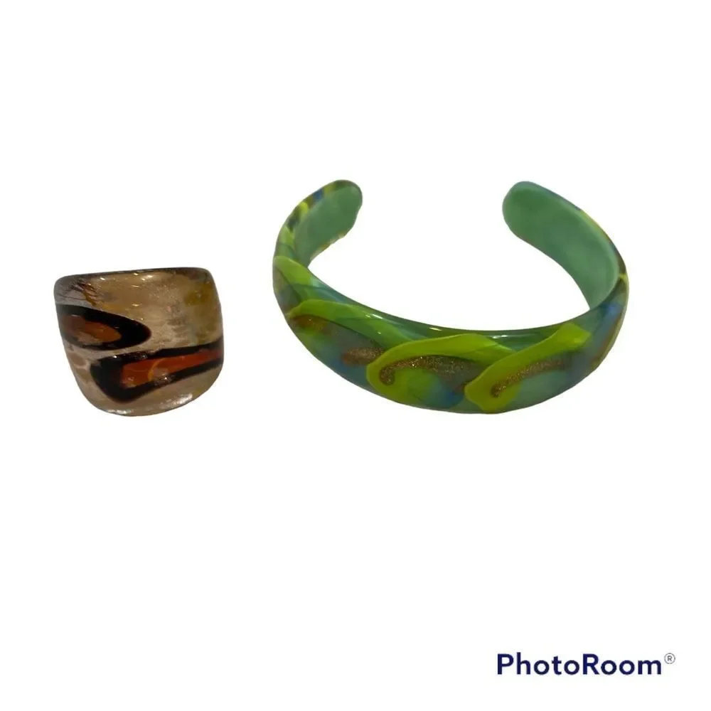 New Without Tags Lot‎ of Glass Bracelet and Glass Ring